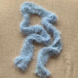 HANDMADE LIGHT BLUE XTRA LONG THIN EYELASH SCARF 80”